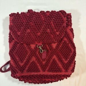 Panache Chic Burgundy Diamond Knit Women's Backpack